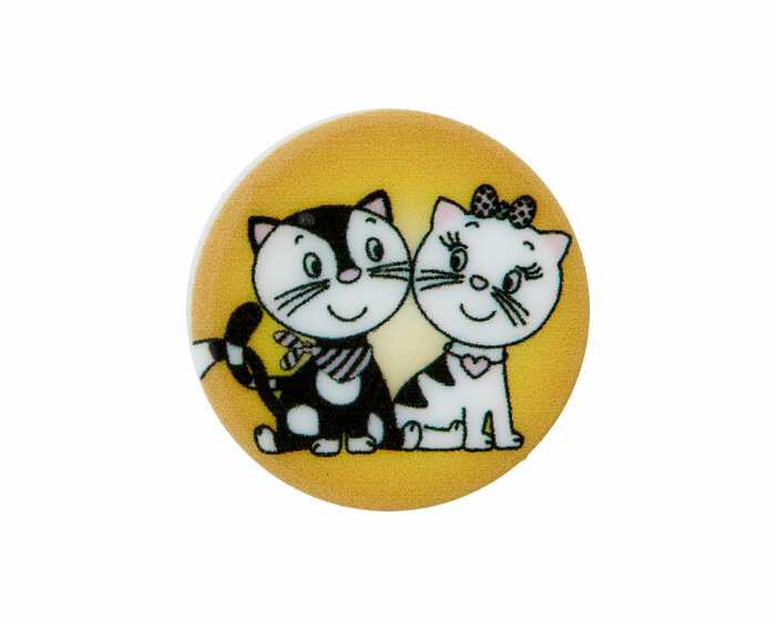 Kinderknopf KATZE UND KATER MIAU, Union Knopf gelb