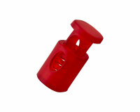 Kordelstopper Durchlass 5 mm, halbtransparent, Union Knopf rot