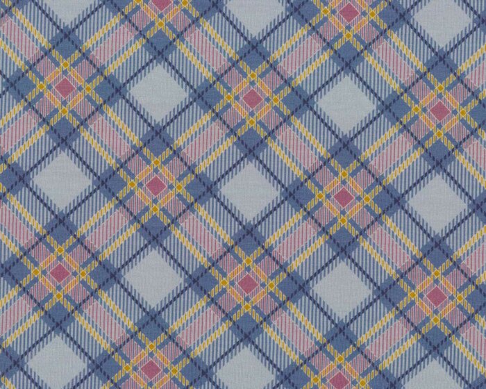 Baumwolljersey ESTELLE GRID, Karo, taubenblau