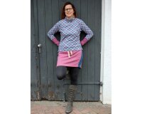 Baumwolljersey ESTELLE GRID, Karo, taubenblau