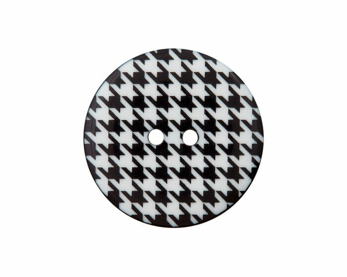 Kunststoffknopf HAHNENTRITT, schwarz-weiß, Union Knopf 18 mm