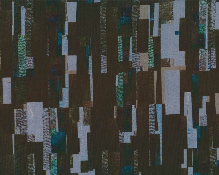 Baumwolljersey SURI, Streifen-Collage, olivgrün