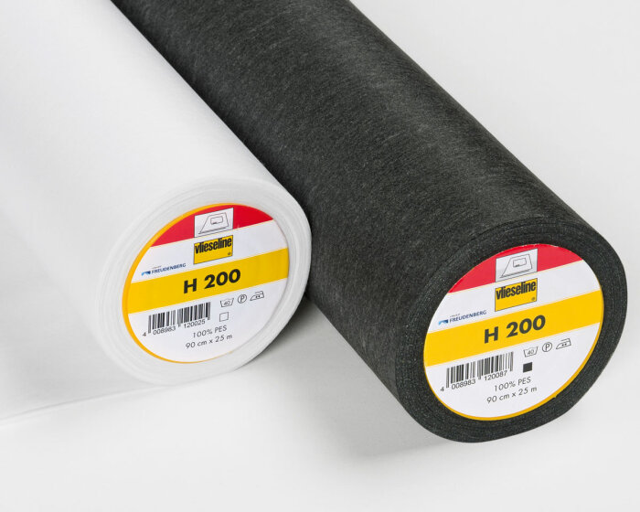 Bügeleinlage H 200, weiß und schwarz, Vlieseline weiß