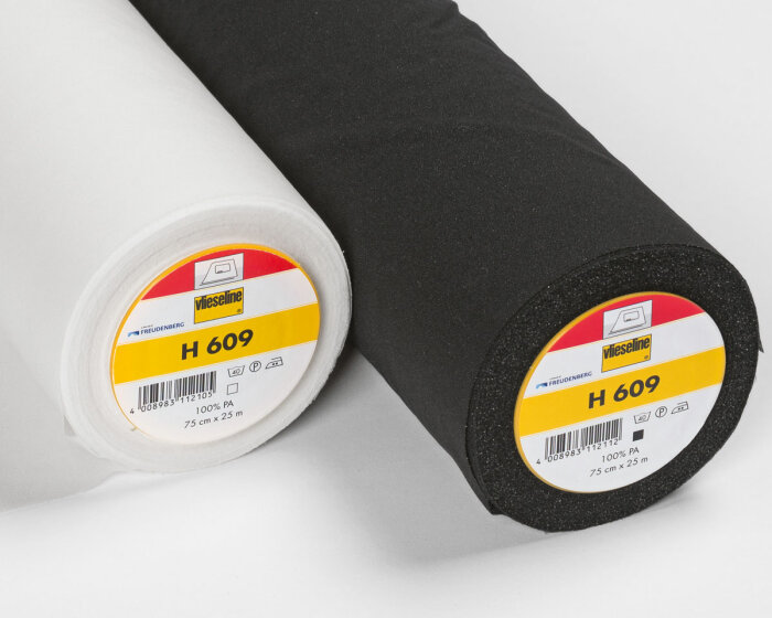 Bügeleinlage H 609, weiß und schwarz, Vlieseline weiß
