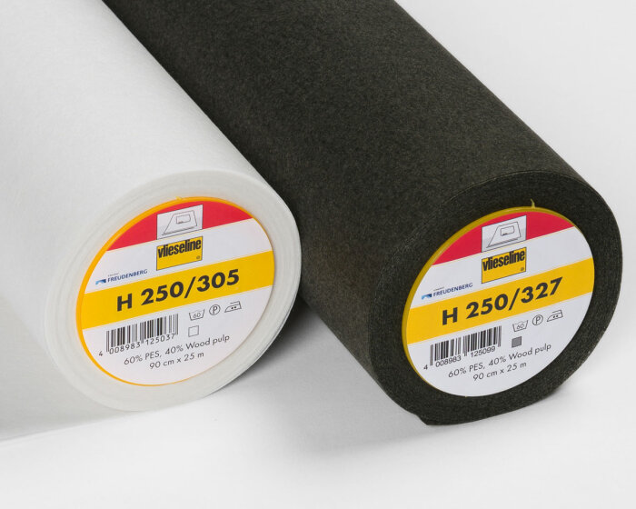 Bügeleinlage H 250, weiß und schwarz, Vlieseline schwarz