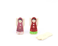 Holzknopf ENGEL, 2 Designs rot-grün