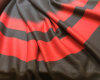 Italienischer Walkstoff aus Schurwolle REDBLOCK, Bordüren-Streifen, rot-schwarz