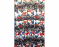 Italienisches Fell aus Microfaser PIXAR, Pixelblumen, rot-schwarz