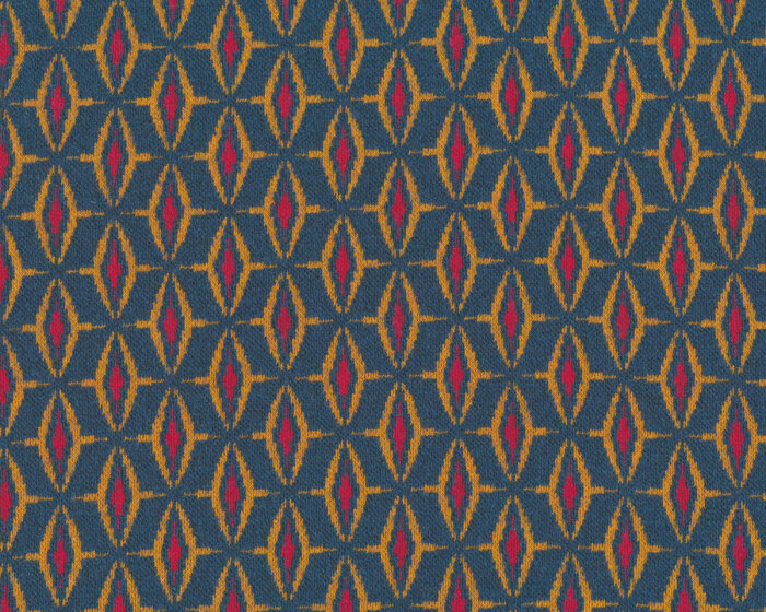 Jacquard-Strickstoff aus Schurwolle KARL, Ovalrauten, petrol, Hilco