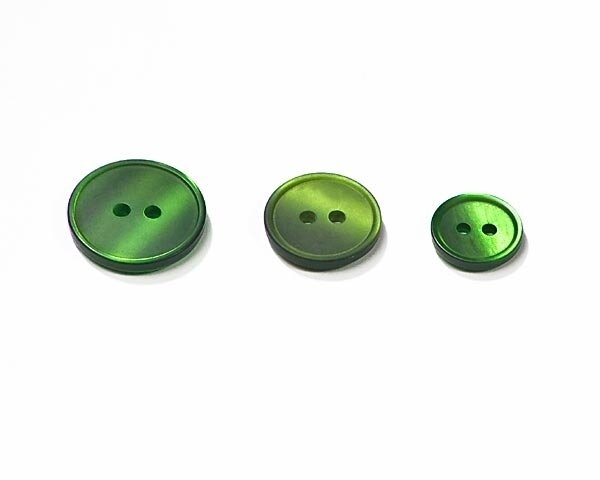 Kunststoffknopf SCHIMMERND, grün, Union Knopf 10 mm