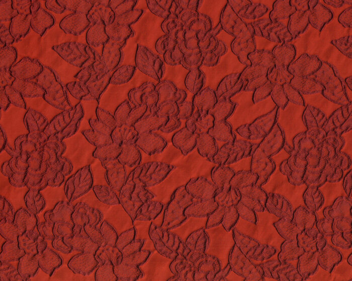 Jacquardstoff PARISO, Blüten, terracotta-fuchsia