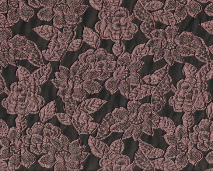 Jacquardstoff PARISO, Blüten, anthrazit-altrosa