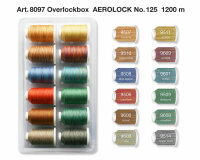 Miniking-Box Overlockgarn AEROLOCK Multicolor, 12 x 1200 m, Madeira