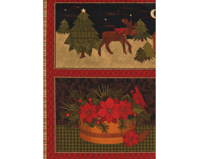 60-cm-Panel Patchworkstoff A MOOSE FOR CHRISTMAS, Weihnachts-Bilder