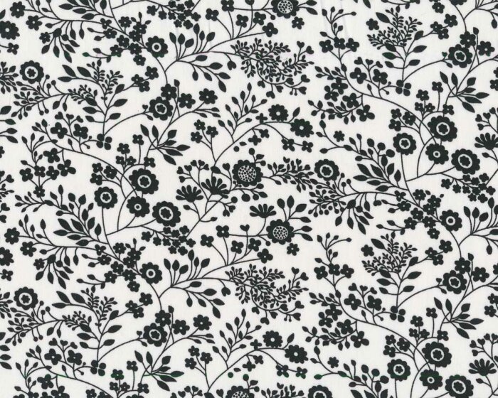 Patchworkstoff BETTER BASICS DELUXE, Wiesenblumen, weiß-schwarz, Benartex