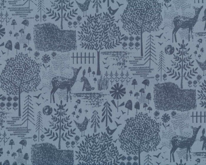 Patchworkstoff MOONLIT FOREST, Garten-Silhouette, Dear Stella