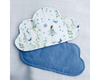 45 cm Reststück Baumwollstoff ELFENGARTEN, taubenblau, Acufactum