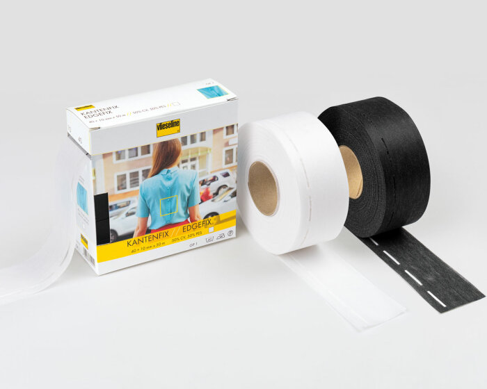 50 m KANTENFIX GP1, weiß und grafit, Vlieseline grafit