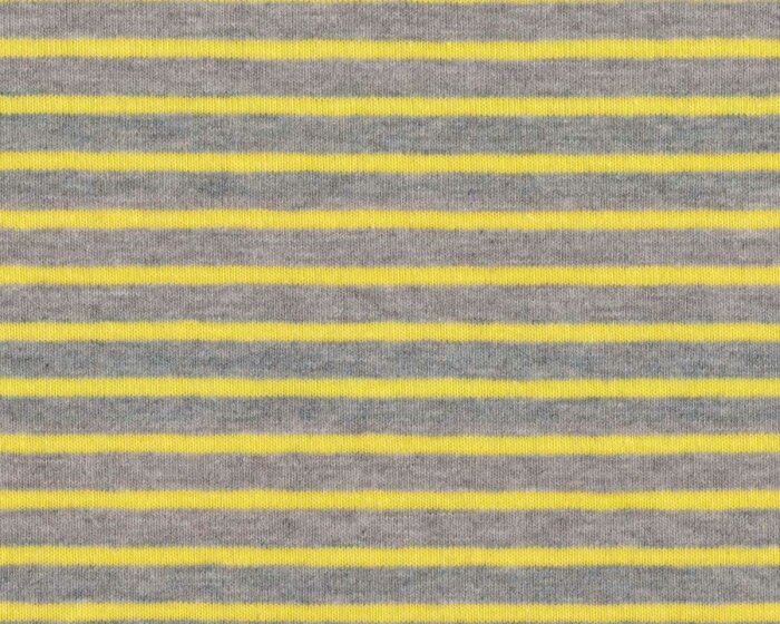 Baumwoll-Jersey CAMPAN, Streifen, grau meliert-gelb, Hilco