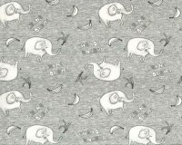 Baumwolljersey MINI SAFARI, Elefanten und Schrift, Hilco