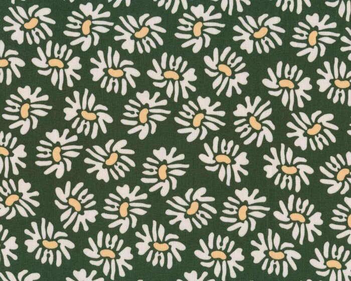 Baumwollstoff NORDIC GARDEN DREAM, Sonnenhut, moosgrün-creme, Arne & Carlos