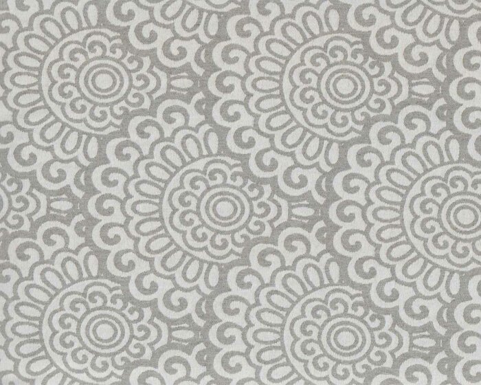 Überbreiter Jacquard-Dekostoff MEXIKO, Kreisblumen, grau