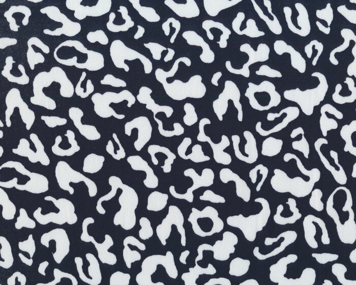 Baumwollstretch PANTHERA, Leo-Print, nachtblau-weiß