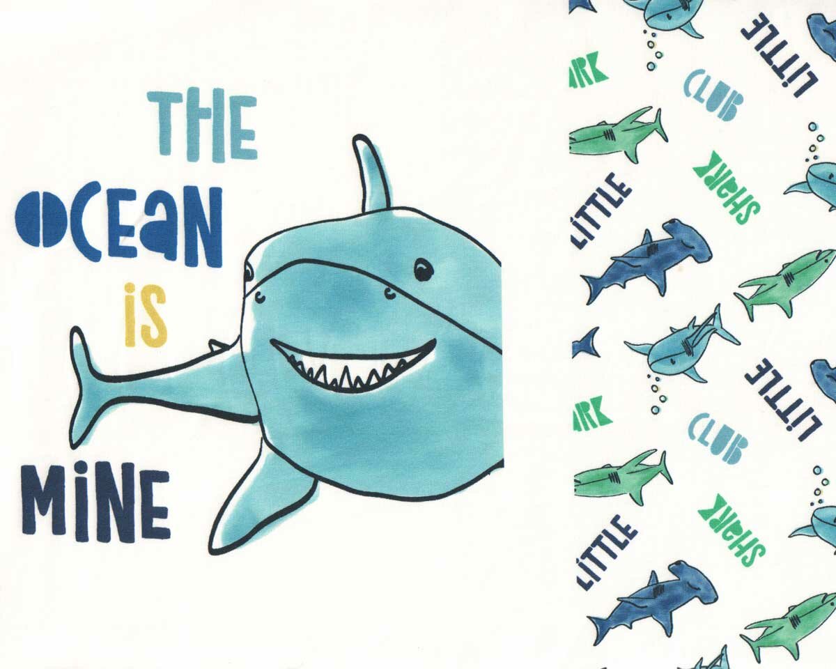 60-cm-Panel Sweatstoff UNDERWATER, Haie, Hilco, 19,99 €