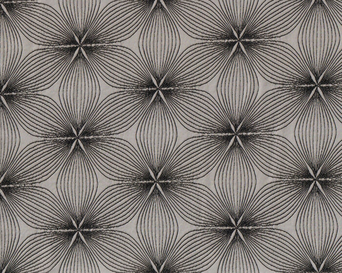 Jacquardstoff GRAFIK, Blüten, silbergrau-schwarz, Toptex