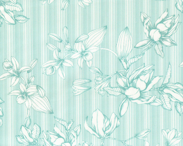 Baumwollstoff mit Stretch STRIPE, Blumen, mint, Toptex