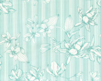 Baumwollstoff mit Stretch STRIPE, Blumen, mint, Toptex