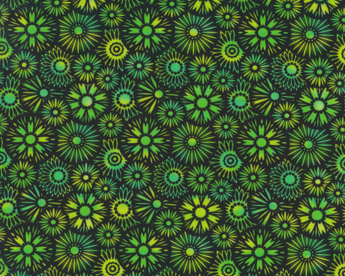 Patchworkstoff UNUSUAL GARDEN II, Blüten, schwarz-grün, In The Beginning