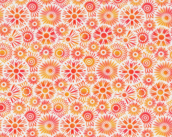 Patchworkstoff UNUSUAL GARDEN II, Blüten, weiß-orange, In The Beginning