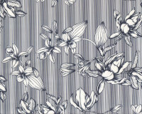 Baumwollstoff mit Stretch STRIPE, Blumen, dunkelblau, Toptex