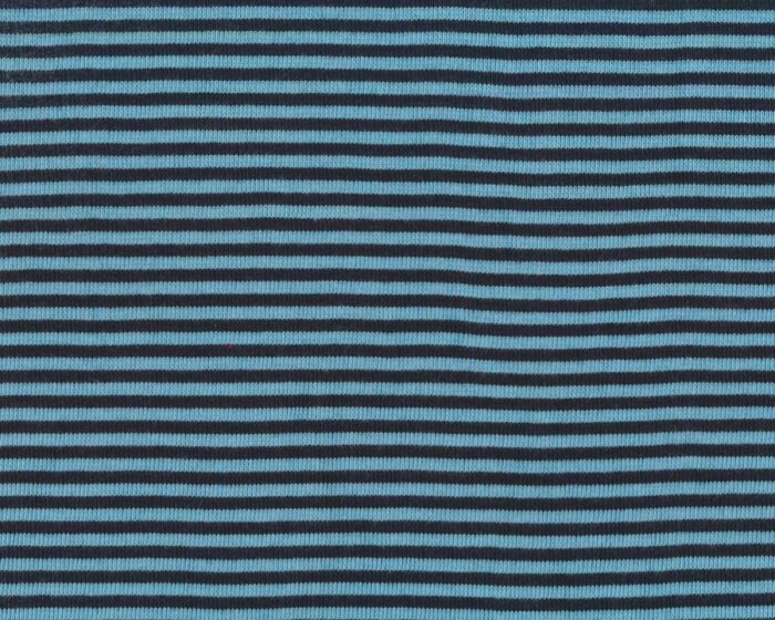 Bündchen-Stoff FEINRIPP RINGEL, schmale Streifen, marineblau-hellblau