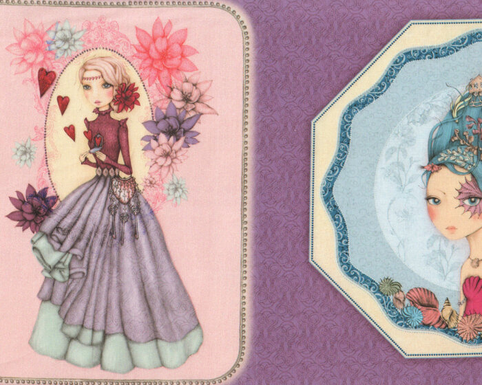 60-cm-Rapport Patchworkstoff MIDNIGHT GARDEN, Mädchen, Santoro London