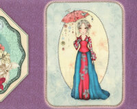 60-cm-Rapport Patchworkstoff MIDNIGHT GARDEN, Mädchen, Santoro London
