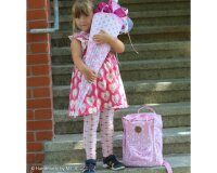 Baumwolljersey ANNELI, Prinzessin im Herzmedaillon, pink