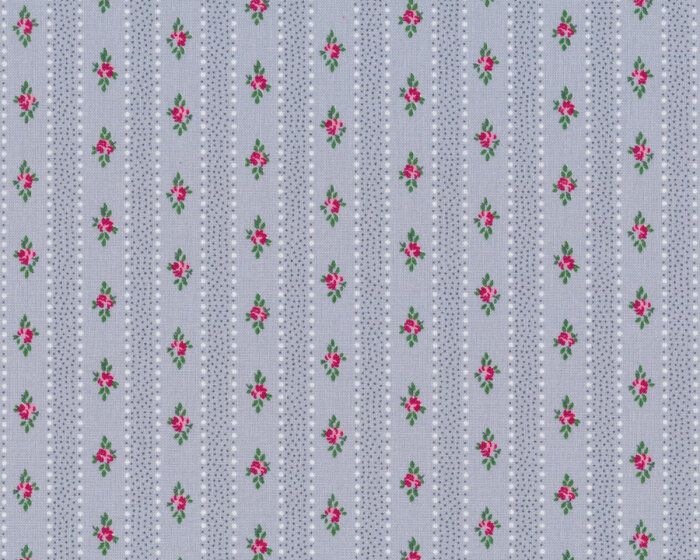 Baumwollstoff PRINZESSIN, Rosen-Bänder, grau, Westfalenstoffe