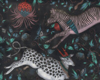 Samtstoff PROTEA, Tigerleoparden, nachtblau, Emma Shipley