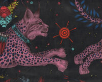 Samtstoff LYNX, Fabelwesen, nachtblau, Emma Shipley