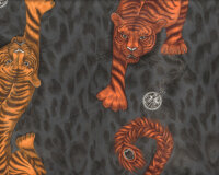 Samtstoff TIGRIS, Tiger, dunkelgrau, Emma Shipley