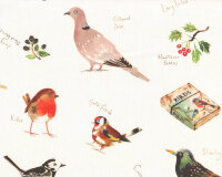 Dekostoff BIRD WATCH, Vögel, wollweiß, Clarke & Clarke