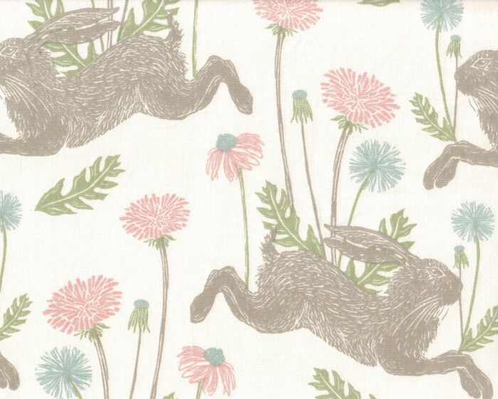 Dekostoff MARCH HARE, Hasen, wollweiß, Clarke & Clarke