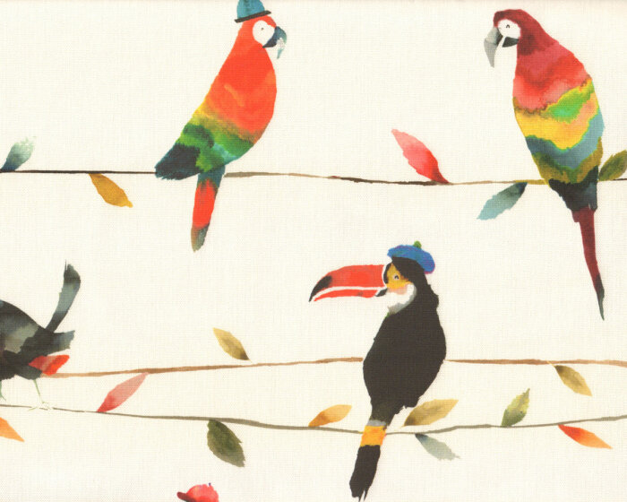 Dekostoff MY WORLD, Tukane, creme, Clarke & Clarke