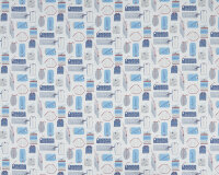 Dekostoff LAND & SEA, Etiketten, türkisblau, Clarke & Clarke