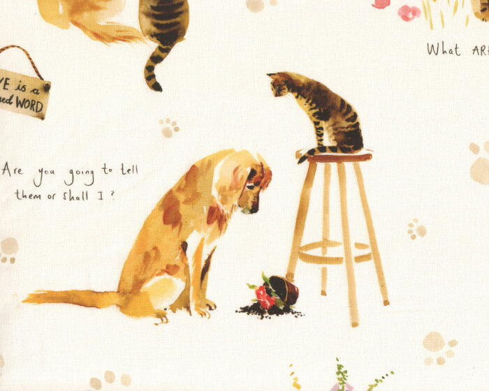 Dekostoff VILLAGE LIFE, Hund und Katze, Clarke & Clarke