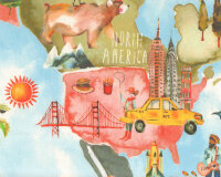 Dekostoff MY WORLD, Weltkarte, Clarke & Clarke