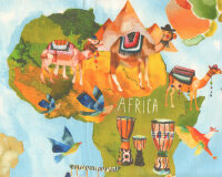 Dekostoff MY WORLD, Weltkarte, Clarke & Clarke