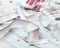 Ripsband RIBBY, Streifenverlauf, 2 Breiten, 3 Farben 25 mm hellrosa